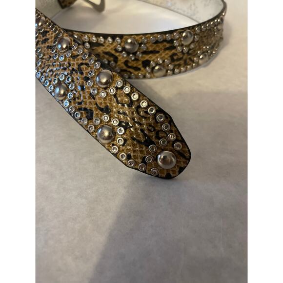 Guess Studded Silver Snake Print Belt Style 940022 Women's Adjustable Size XL - Picture 6 of 7